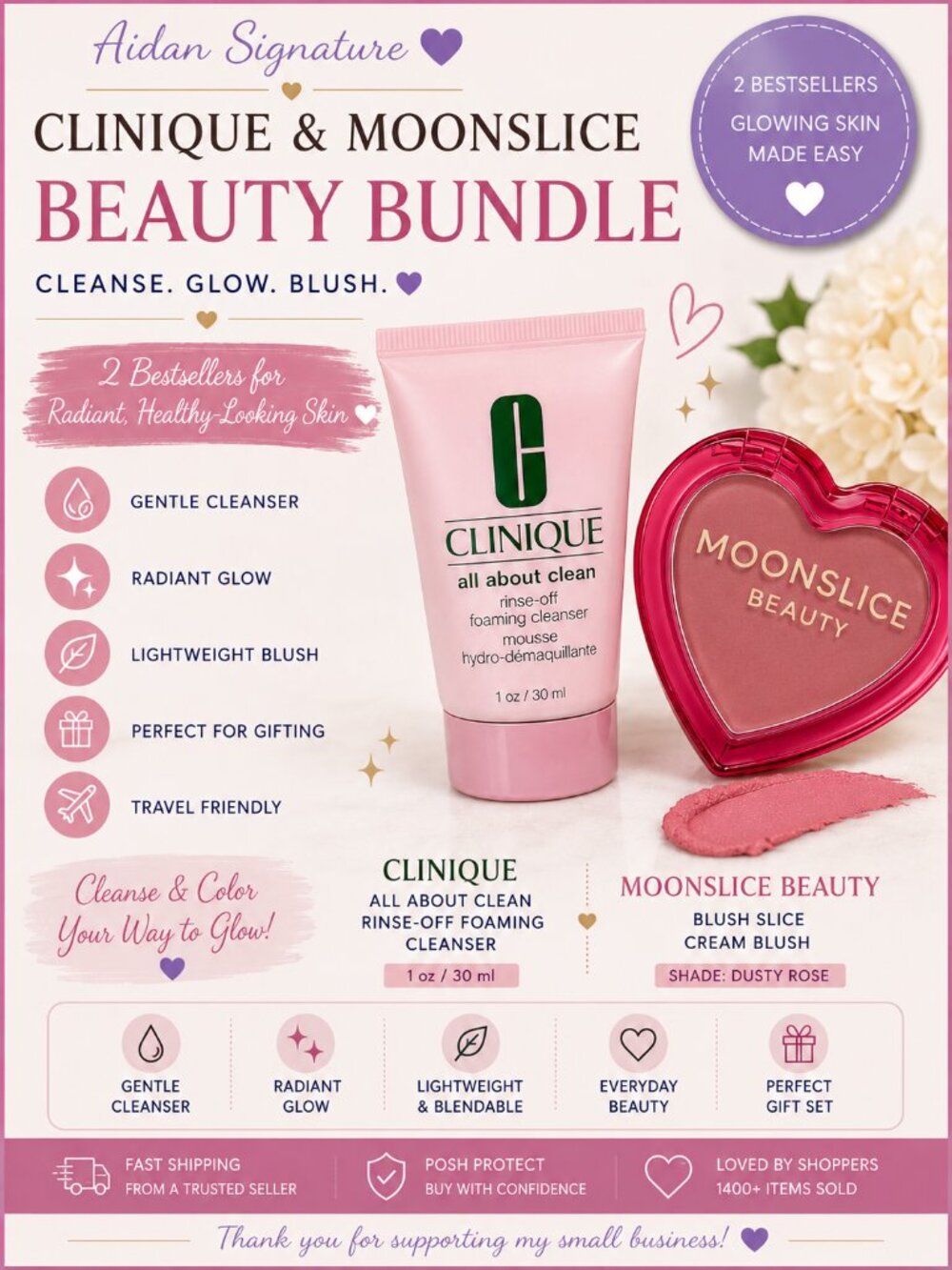 Clinique All About Clean Cleanser + Moonslice Beauty Blush Slice Bundle